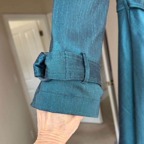 Vintage Dark Teal Trench Coat with Bubble Hem - Picture 5 of 14